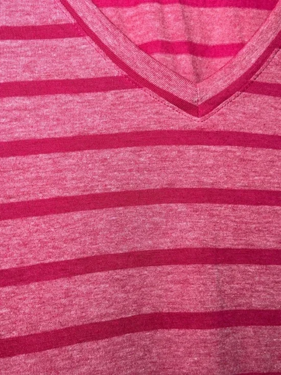 Lucky Brand Women's Pink Striped V-Neck Tee Size Medium - Picture 5 of 6